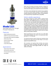 Thumbnail of document Data Sheet - 223 Ultra High Purity Pressure Transducer